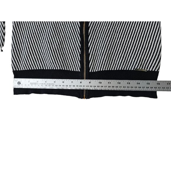 Anne Klein Striped Zip-Up Mock Neck Sweater  Size PM Black/White Women's - Picture 4 of 11